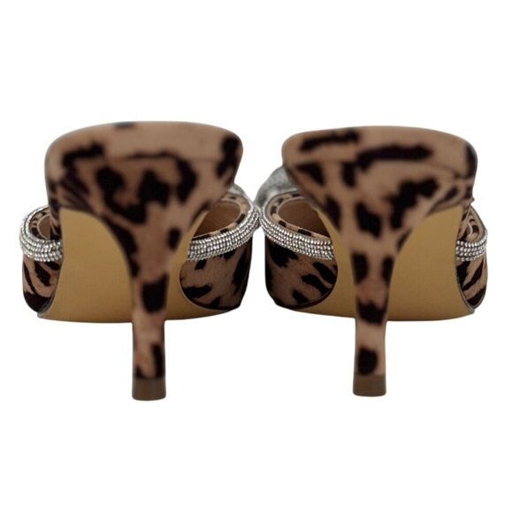LILIANA / Romantic-1 Leopard Print / Pointed Toe Mules With Rhinestone Bow Embel - Picture 5 of 9